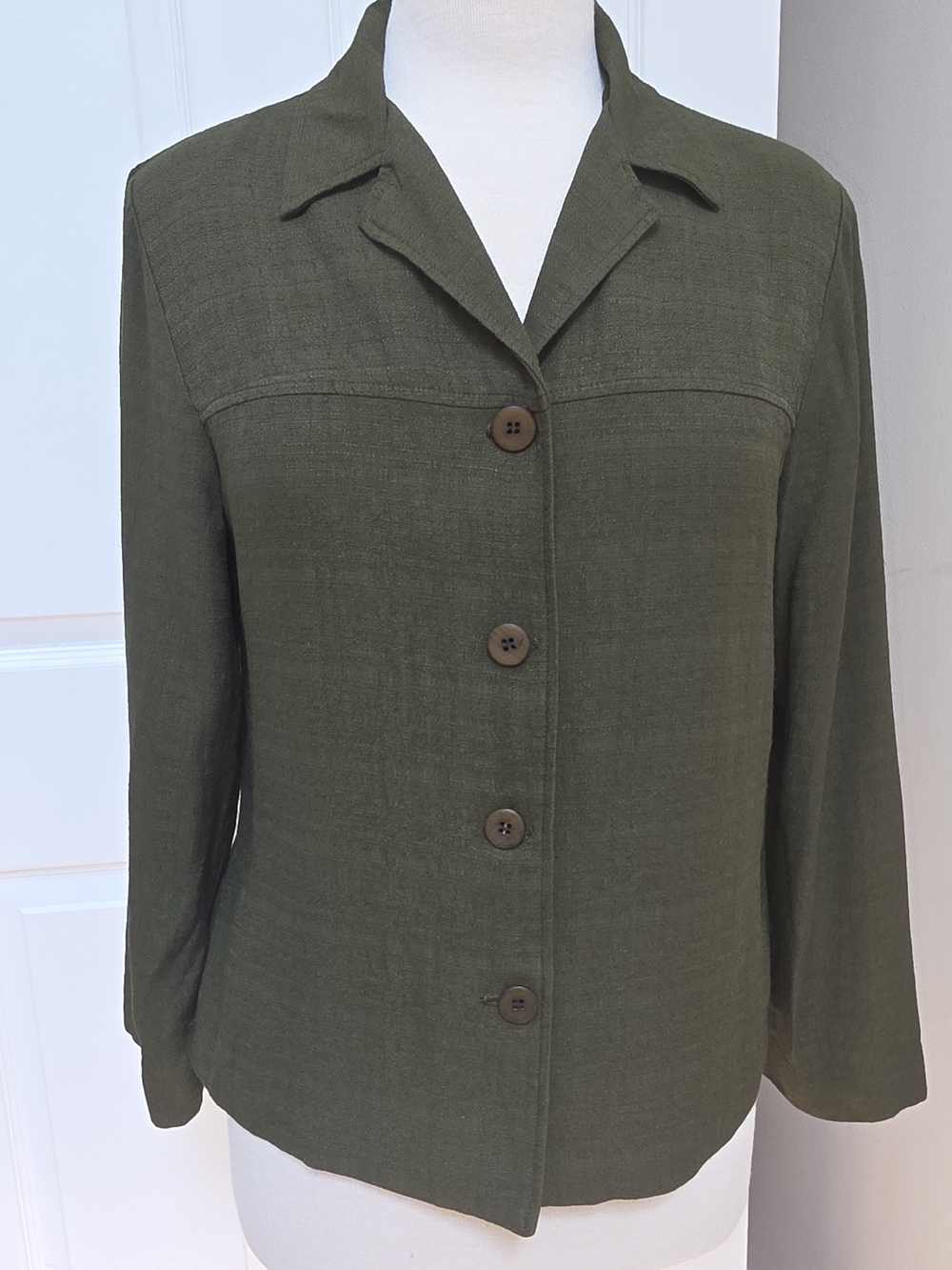 Women's Olive Green Button-Front Blazer Jacket